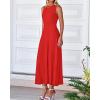 imageBTFBM Women Tank Midi Dress Summer Crewneck Sleeveless Pleated A Line Business Casual Formal Sweater Spring Dresses 2026Brick Red