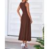 imageBTFBM Women Tank Midi Dress Summer Crewneck Sleeveless Pleated A Line Business Casual Formal Sweater Spring Dresses 2026Brown