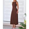 imageBTFBM Women Tank Midi Dress Summer Crewneck Sleeveless Pleated A Line Business Casual Formal Sweater Spring Dresses 2026Brown