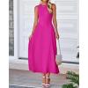 imageBTFBM Women Tank Midi Dress Summer Crewneck Sleeveless Pleated A Line Business Casual Formal Sweater Spring Dresses 2026Rose Red