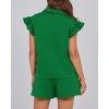 imageBTFBM Womens 2 Piece Outfits Spring Sweatsuit Zipper V Neck Casual Ruffle Cap Sleeve Tops Drawstring Shorts Lounge SetsGreen