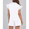 imageBTFBM Womens 2 Piece Outfits Spring Sweatsuit Zipper V Neck Casual Ruffle Cap Sleeve Tops Drawstring Shorts Lounge SetsWhite