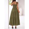imageBTFBM Womens 2026 Spring Boho Spaghetti Strap Dress Casual Sleeveless Smocked A Line Beach Sundress Long Maxi DressesArmy Green
