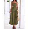 imageBTFBM Womens 2026 Spring Boho Spaghetti Strap Dress Casual Sleeveless Smocked A Line Beach Sundress Long Maxi DressesArmy Green