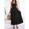 imageBTFBM Womens 2026 Spring Boho Spaghetti Strap Dress Casual Sleeveless Smocked A Line Beach Sundress Long Maxi DressesBlack