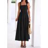 imageBTFBM Womens 2026 Spring Boho Spaghetti Strap Dress Casual Sleeveless Smocked A Line Beach Sundress Long Maxi DressesBlack
