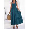 imageBTFBM Womens 2026 Spring Boho Spaghetti Strap Dress Casual Sleeveless Smocked A Line Beach Sundress Long Maxi DressesLake Blue