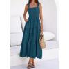 imageBTFBM Womens 2026 Spring Boho Spaghetti Strap Dress Casual Sleeveless Smocked A Line Beach Sundress Long Maxi DressesLake Blue