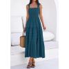 imageBTFBM Womens 2026 Spring Boho Spaghetti Strap Dress Casual Sleeveless Smocked A Line Beach Sundress Long Maxi DressesLake Blue