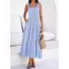 imageBTFBM Womens 2026 Spring Boho Spaghetti Strap Dress Casual Sleeveless Smocked A Line Beach Sundress Long Maxi DressesLight Blue