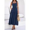 imageBTFBM Womens 2026 Spring Boho Spaghetti Strap Dress Casual Sleeveless Smocked A Line Beach Sundress Long Maxi DressesNavy Blue