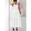 imageBTFBM Womens 2026 Spring Boho Spaghetti Strap Dress Casual Sleeveless Smocked A Line Beach Sundress Long Maxi DressesWhite