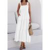 imageBTFBM Womens 2026 Spring Boho Spaghetti Strap Dress Casual Sleeveless Smocked A Line Beach Sundress Long Maxi DressesWhite