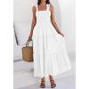 imageBTFBM Womens 2026 Spring Boho Spaghetti Strap Dress Casual Sleeveless Smocked A Line Beach Sundress Long Maxi DressesWhite