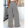 imageBTFBM Womens Checkered Palazzo Pants Wide Leg High Waisted Pockets Gingham Casual Lounge Pajama Trousers Summer OutfitsPlaid Black White