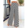 imageBTFBM Womens Checkered Palazzo Pants Wide Leg High Waisted Pockets Gingham Casual Lounge Pajama Trousers Summer OutfitsPlaid Black White