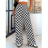 imageBTFBM Womens Checkered Palazzo Pants Wide Leg High Waisted Pockets Gingham Casual Lounge Pajama Trousers Summer OutfitsPlaid Black White