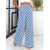 imageBTFBM Womens Checkered Palazzo Pants Wide Leg High Waisted Pockets Gingham Casual Lounge Pajama Trousers Summer OutfitsPlaid Blue