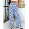 imageBTFBM Womens Checkered Palazzo Pants Wide Leg High Waisted Pockets Gingham Casual Lounge Pajama Trousers Summer OutfitsPlaid Blue