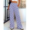 imageBTFBM Womens Checkered Palazzo Pants Wide Leg High Waisted Pockets Gingham Casual Lounge Pajama Trousers Summer OutfitsPlaid Blue Pink