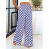 imageBTFBM Womens Checkered Palazzo Pants Wide Leg High Waisted Pockets Gingham Casual Lounge Pajama Trousers Summer OutfitsPlaid Blue Pink