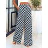 imageBTFBM Womens Checkered Palazzo Pants Wide Leg High Waisted Pockets Gingham Casual Lounge Pajama Trousers Summer OutfitsPlaid Coffee Blue