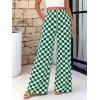 imageBTFBM Womens Checkered Palazzo Pants Wide Leg High Waisted Pockets Gingham Casual Lounge Pajama Trousers Summer OutfitsPlaid Green