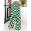 imageBTFBM Womens Checkered Palazzo Pants Wide Leg High Waisted Pockets Gingham Casual Lounge Pajama Trousers Summer OutfitsPlaid Green