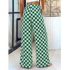 imageBTFBM Womens Checkered Palazzo Pants Wide Leg High Waisted Pockets Gingham Casual Lounge Pajama Trousers Summer OutfitsPlaid Green