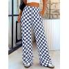 imageBTFBM Womens Checkered Palazzo Pants Wide Leg High Waisted Pockets Gingham Casual Lounge Pajama Trousers Summer OutfitsPlaid Grey Blue
