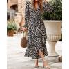 imageBTFBM Womens Dresses Spring Clothes 2026 V Neck Floral High Waist Ruffle Wedding Guest Cocktail Boho Long Sleeve DressBig Floral Black