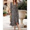 imageBTFBM Womens Dresses Spring Clothes 2026 V Neck Floral High Waist Ruffle Wedding Guest Cocktail Boho Long Sleeve DressBig Floral Black