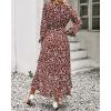 imageBTFBM Womens Dresses Spring Clothes 2026 V Neck Floral High Waist Ruffle Wedding Guest Cocktail Boho Long Sleeve DressBig Floral Wine Red
