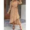 imageBTFBM Womens Dresses Spring Clothes 2026 V Neck Floral High Waist Ruffle Wedding Guest Cocktail Boho Long Sleeve DressBig Floral Yellow
