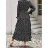 imageBTFBM Womens Dresses Spring Clothes 2026 V Neck Floral High Waist Ruffle Wedding Guest Cocktail Boho Long Sleeve DressFloral Black