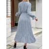 imageBTFBM Womens Dresses Spring Clothes 2026 V Neck Floral High Waist Ruffle Wedding Guest Cocktail Boho Long Sleeve DressFloral Blue