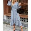 imageBTFBM Womens Dresses Spring Clothes 2026 V Neck Floral High Waist Ruffle Wedding Guest Cocktail Boho Long Sleeve DressFloral Blue