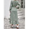 imageBTFBM Womens Dresses Spring Clothes 2026 V Neck Floral High Waist Ruffle Wedding Guest Cocktail Boho Long Sleeve DressFloral Green