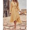 imageBTFBM Womens Dresses Spring Clothes 2026 V Neck Floral High Waist Ruffle Wedding Guest Cocktail Boho Long Sleeve DressWhite Floral Yellow