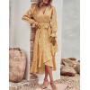 imageBTFBM Womens Dresses Spring Clothes 2026 V Neck Floral High Waist Ruffle Wedding Guest Cocktail Boho Long Sleeve DressWhite Floral Yellow