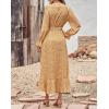 imageBTFBM Womens Dresses Spring Clothes 2026 V Neck Floral High Waist Ruffle Wedding Guest Cocktail Boho Long Sleeve DressWhite Floral Yellow