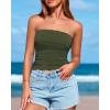 imageBTFBM Womens Strapless Tube Tops Spring Summer Clothes 2026 Trendy Casual Ruched Stretchy Going Out Bodycon Bandeau TopArmy Green