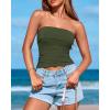 imageBTFBM Womens Strapless Tube Tops Spring Summer Clothes 2026 Trendy Casual Ruched Stretchy Going Out Bodycon Bandeau TopArmy Green