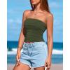 imageBTFBM Womens Strapless Tube Tops Spring Summer Clothes 2026 Trendy Casual Ruched Stretchy Going Out Bodycon Bandeau TopArmy Green