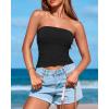 imageBTFBM Womens Strapless Tube Tops Spring Summer Clothes 2026 Trendy Casual Ruched Stretchy Going Out Bodycon Bandeau TopBlack