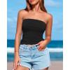 imageBTFBM Womens Strapless Tube Tops Spring Summer Clothes 2026 Trendy Casual Ruched Stretchy Going Out Bodycon Bandeau TopBlack