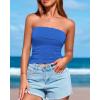 imageBTFBM Womens Strapless Tube Tops Spring Summer Clothes 2026 Trendy Casual Ruched Stretchy Going Out Bodycon Bandeau TopBlue