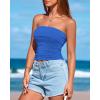 imageBTFBM Womens Strapless Tube Tops Spring Summer Clothes 2026 Trendy Casual Ruched Stretchy Going Out Bodycon Bandeau TopBlue