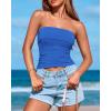 imageBTFBM Womens Strapless Tube Tops Spring Summer Clothes 2026 Trendy Casual Ruched Stretchy Going Out Bodycon Bandeau TopBlue