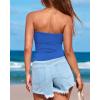 imageBTFBM Womens Strapless Tube Tops Spring Summer Clothes 2026 Trendy Casual Ruched Stretchy Going Out Bodycon Bandeau TopBlue